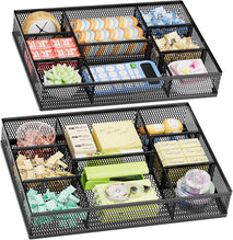 2 Pack Desk Drawer Organizer with Adjustable Compartments and 5 Dividers