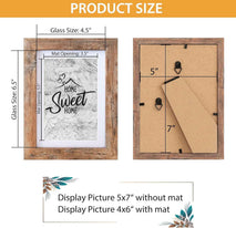 Califortree 5x7 Picture Frame - Can Display Photo 4x6 with Mat, Wood Frame with Shatterproof Plexiglass, Horizontal and Vertical Display for Wall and Tabletop, Rustic Brown