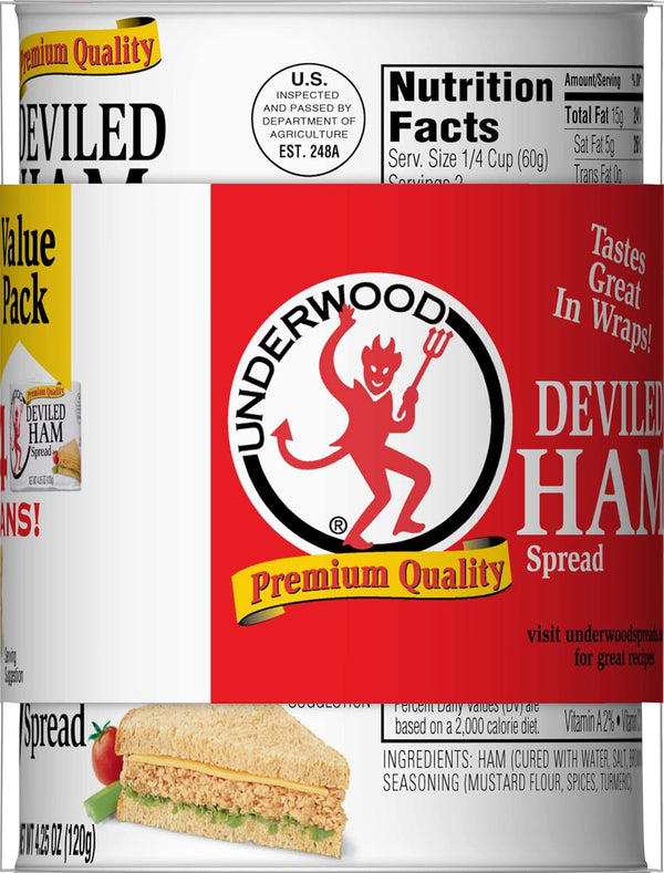 Underwood Deviled Ham Spread 4.25 Ounce 4 Pack Convenience Snacking