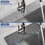 BFONS Silicone Faucet Handle Drip Catcher Drying Tray Mat Dish Soap Sponge Holder Accessories Gadgets for Kitchen Counter Bathroom Kitchen Sink Splash Guard -Grey
