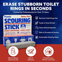 PUMIE Scouring Stick 2 Pack, Toilet Bowl Ring Remover, Heavy Duty Extra Strong Pumice Cleaning Bar, Pumice Stone for Cleaning Toilet Rings, Bathroom & Kitchen Stains by USPumice
