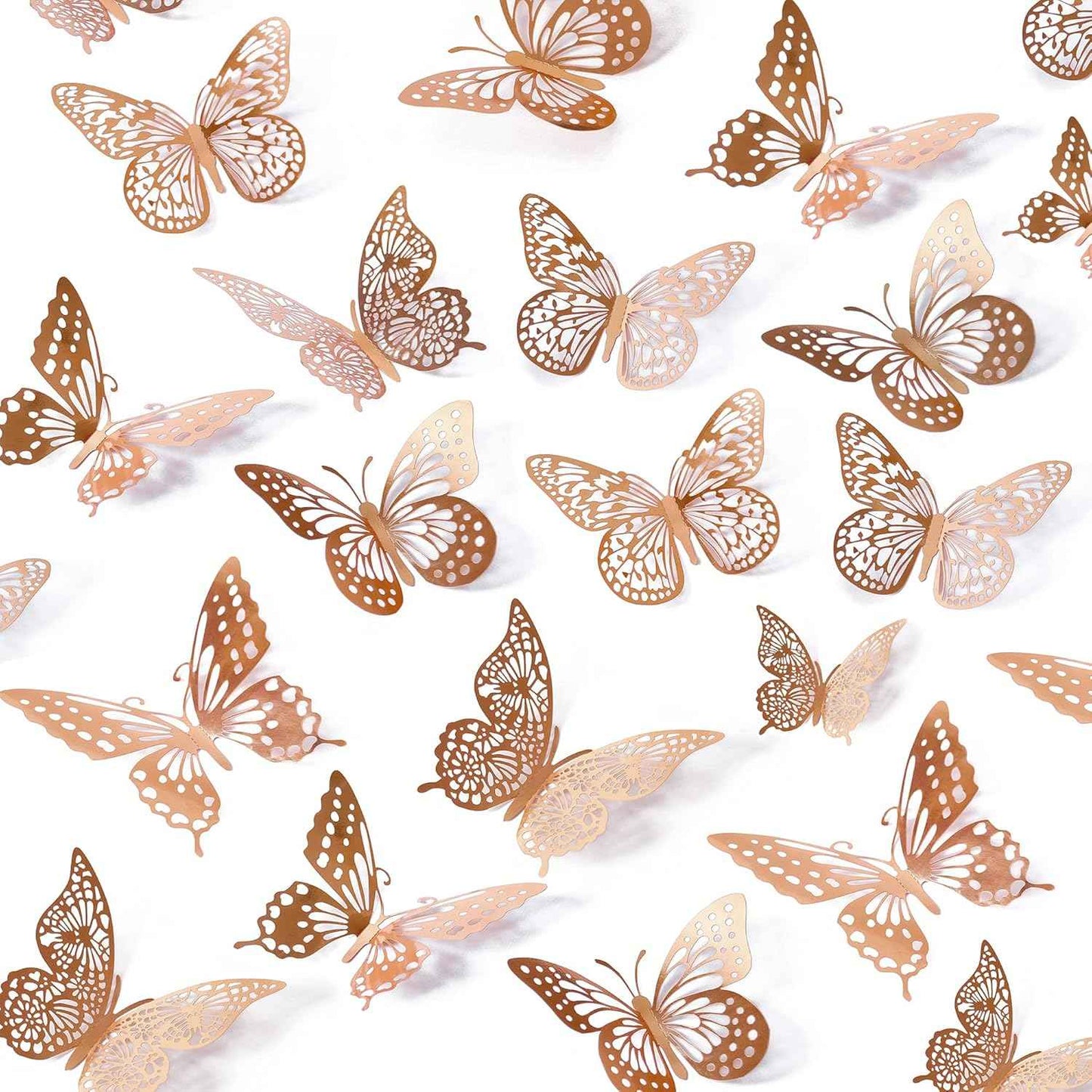 SAOROPEB 3D Butterfly Wall Decor - 48 Pcs, 4 Styles, 3 Sizes, Gold Butterfly Decorations for Birthday & Party Celebrations, Removable Stickers