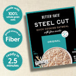 Better Oats Steel Cut Instant Oatmeal Packets, Original Flavor with Flax Seeds and Whole Grains, Quick-Cooking Breakfast, 11.6 oz Box of 10 Pouches (Pack of 6)