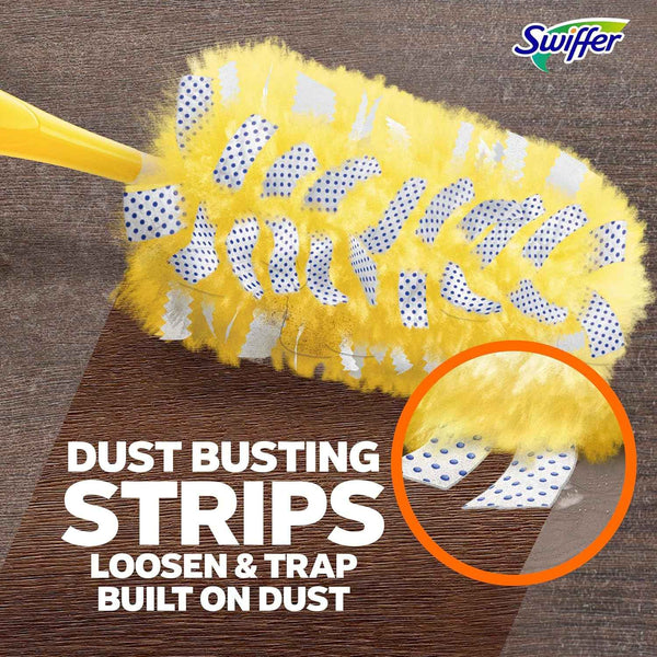 Swiffer Dusters Refill for Cleaning, Feather & Microfiber Duster Disposable Alternative, For Dusting Furniture, Blinds, Ceiling Fans, Walls, Helps Remove Allergens, Heavy Duty, Unscented, 11ct