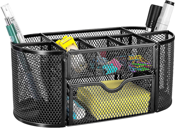 Amazon Basics Mesh Desk Organizer with Pen Holder and Storage