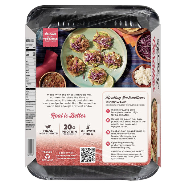 Del Real Foods Carnitas, Shredded Pork Entrée | Fully Cooked, Heat & Serve, Microwaves in Minutes | For Tacos, Bowls & Family Meals | Keep Refrigerated, 15 oz Pack