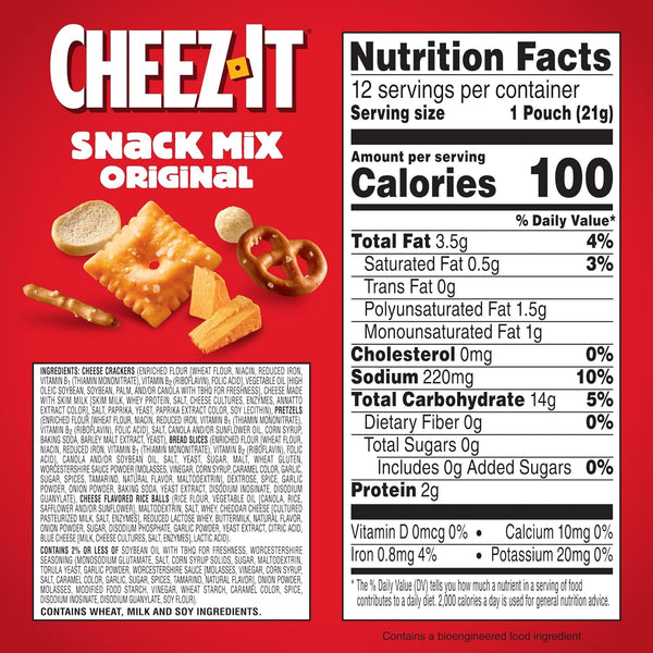 Cheez-It Snack Mix, 9oz Box, 12 Packs, Classic Flavor