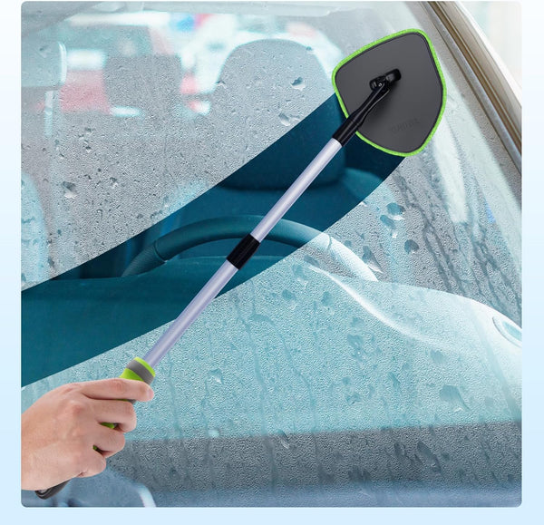 xin dell extendable windshield cleaner for car with pivot head and reusable microfiber pads