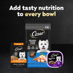 cesar filets in gravy wet dog food rotisserie chicken flavor, filet mignon flavor, and wood-grilled chicken variety pack for adult dogs