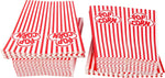 Popcorn containers for home movie theater use, 100 pack, striped white and red paper
