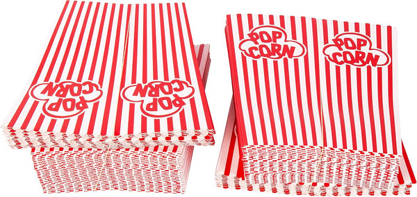 Popcorn containers for home movie theater use, 100 pack, striped white and red paper