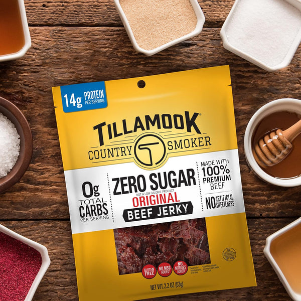 Tillamook Country Smoker Zero Sugar Beef Jerky, Original, 6.5 Ounce