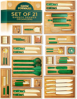 Bamboo drawer organizer boxes for kitchen, bathroom, office, and desk