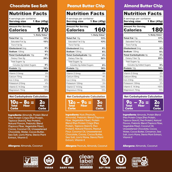 IQBAR Clean Plant Protein Bars - Chocolate Lovers Variety - 12 Count