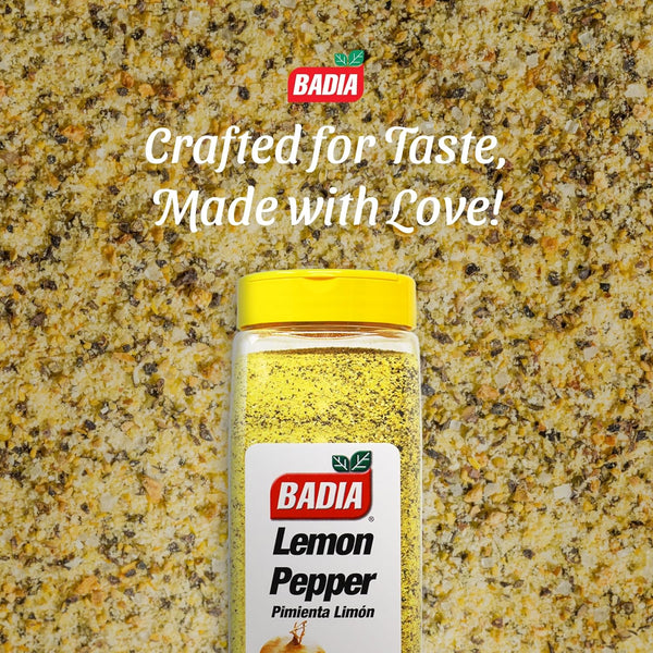 Badia lemon pepper seasoning, 24 oz, pepper, garlic & onion, zesty citrus blend for chicken, seafood & vegetables
