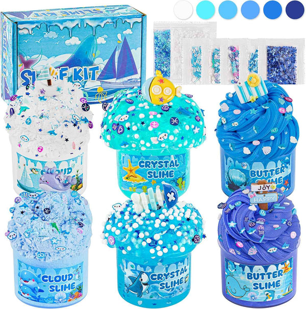 6 Pack Slimes, Pink Slime Kids, Cloud Slime kit for Girls Ages 8-12, Toys for Girls and Boys, for Kids Slime Set Party kit Goodie Bag Stuffers, 4 5 6 7 8 9 10 Year Old Girl Birthday Gift Cute Stuff