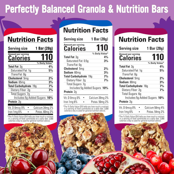 Soft Baked Granola Bars Variety Pack, Nut Free, Low Sodium, Individually Wrapped