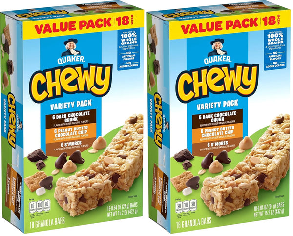Quaker Chewy Granola Bars, Variety Pack, 18 Count