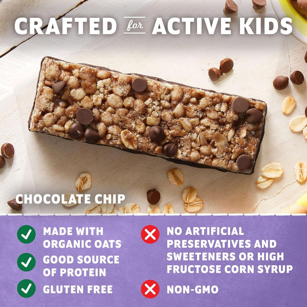 Zbar Protein Chocolate Chip Crispy Snack Bars Made with Organic Oats Non-GMO Gluten Free