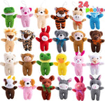 JOYIN 24 Pack Mini Animal Plush Toy Assortment (24 Units 3" Each), Animals Keychain Decoration for Kids, Small Stuffed Animal Bulk for Kids, Carnival Prizes, School Gifts, Valentines Goodie Bags