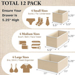 12-piece foldable drawer organizer set for home storage
