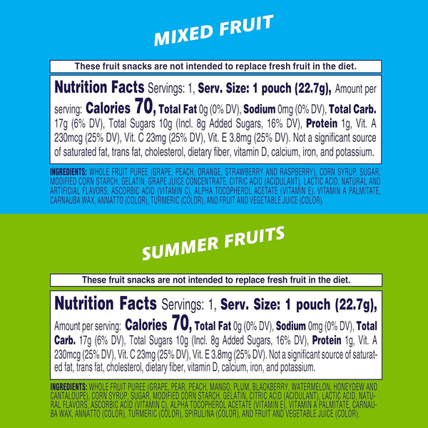 Welch's Fruit Snacks, Mixed Fruit & Summer Fruits Snack Box, Gluten Free, 60 Count