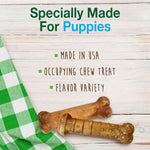 Nylabone healthy edibles natural puppy chews long lasting treats for puppies roast beef apple & bacon flavor x-small/petite 3 count