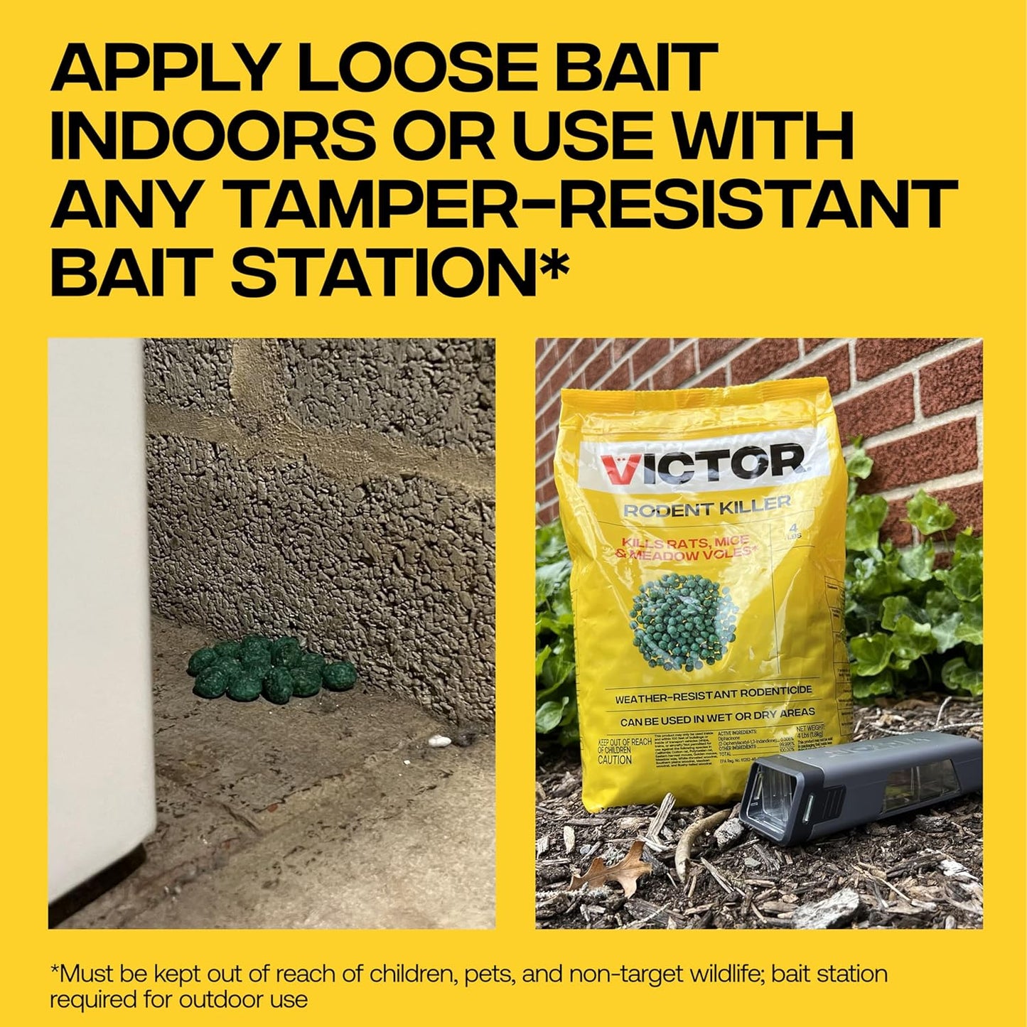 Victor Rat Poisoning for Inside & Outside Use - Kills Rats, Mice, Meadow Voles | Mouse Poisoning for Indoor & Outdoor Areas, Ready-to-Use