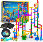 NATIONAL GEOGRAPHIC Glowing Marble Run – Construction Set with 15 Glow in The Dark Glass Marbles & Storage Bag, STEM Gifts for Boys and Girls, Building Project Toy (Amazon Exclusive)