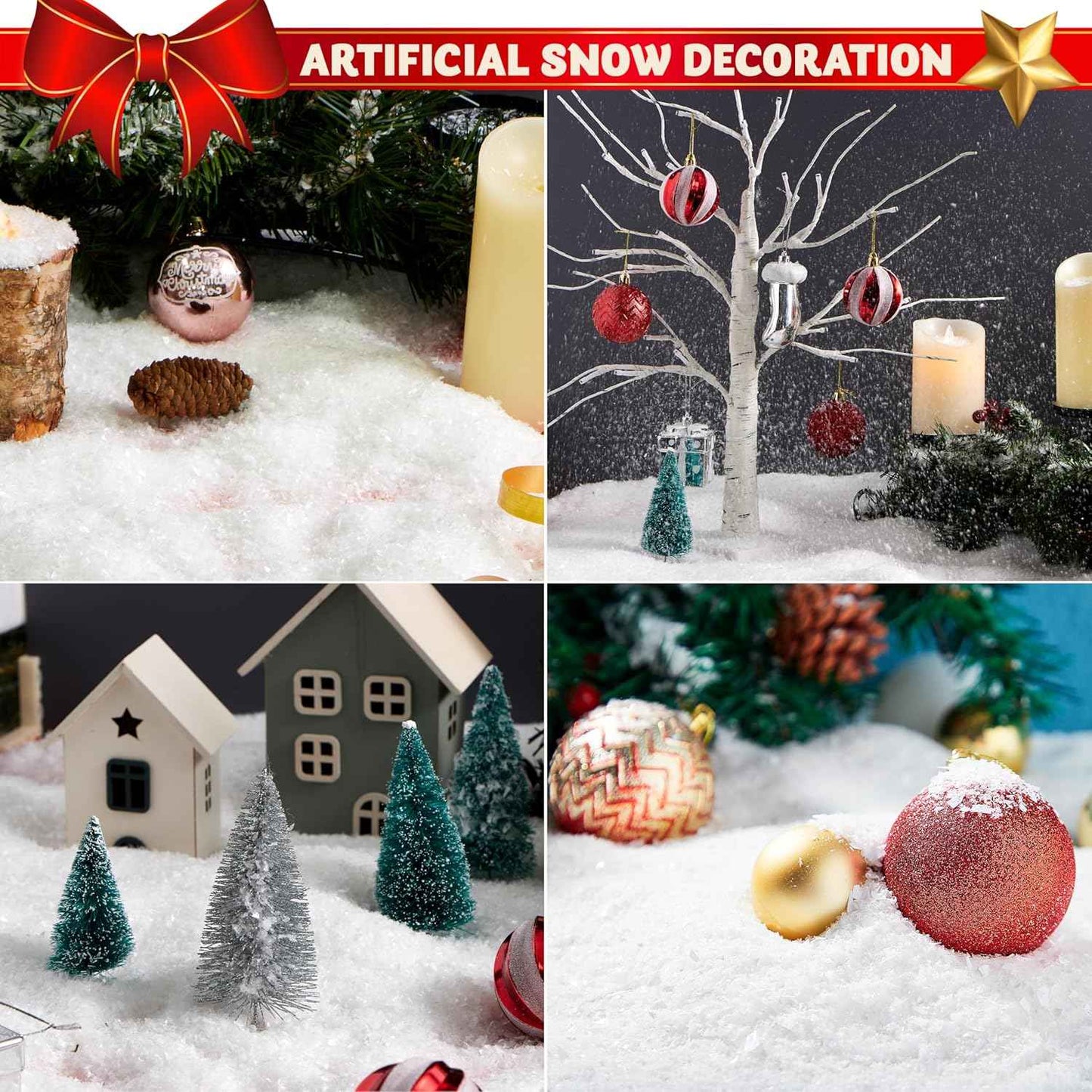 JOYIN 12oz Fake Snow Decoration Xmas Artificial Snow, 320g Plastic Fake Snowflakes for Christmas Tree Decoration Holiday Decor and Winter Displays