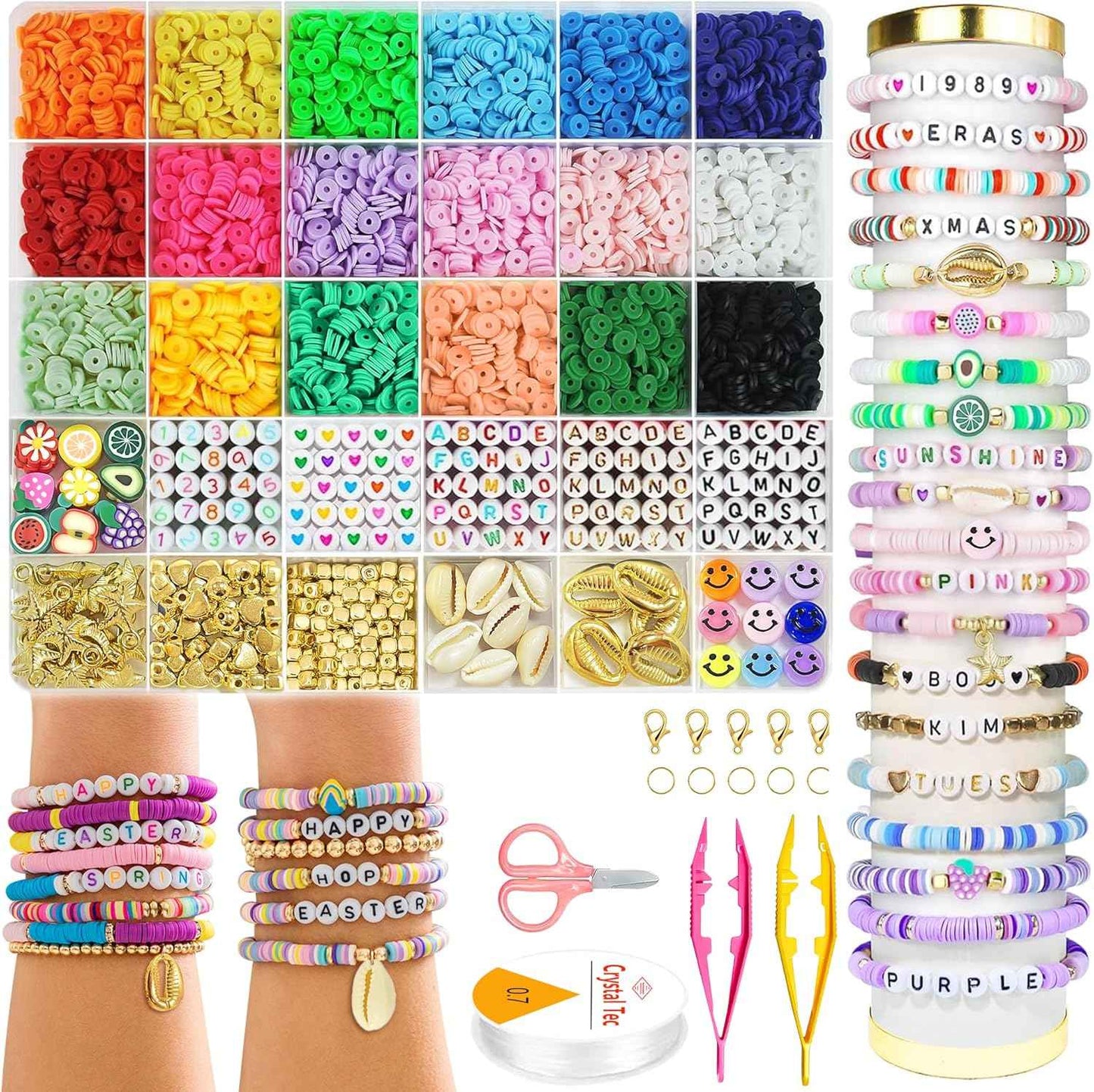 OHOME Stocking Stuffers - 5300 Clay Beads Bracelet Making Kit,Arts and Crafts for Kids Ages 8-12,Christmas Gifts Crafts Games Toys for 3-10 Year Old Birthday,Christmas Gifts for Grandkids