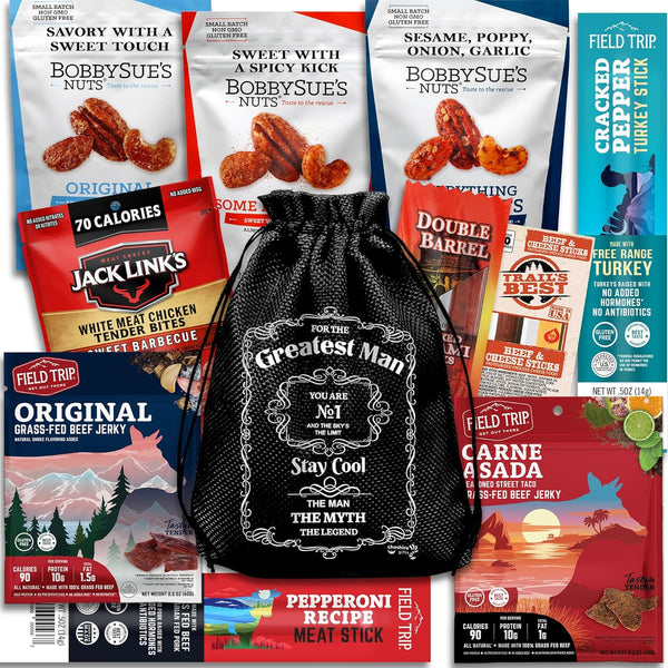 Beef Jerky Gift Baskets for Men with Meat and Cheese Variety Pack