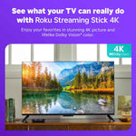 Roku Streaming Stick 4K - 4K TV Streaming Device with Voice Remote and Long-Range Wi-Fi
