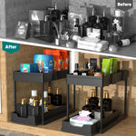 DEKAVA Under Sink Organizer 2 Pack, Bathroom Cabinet Organizer, 2 Tier Sliding Cabinet Basket