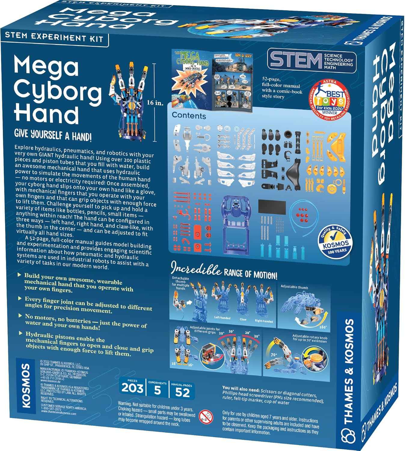 Thames & Kosmos Mega Cyborg Hand STEM Experiment Kit | Build Your Own GIANT Hydraulic Amazing Gripping Capabilities Adjustable for Different Sizes Learn Pneumatic Systems
