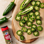 McCormick Crushed Jalapeño Pepper, 1.37 oz, bold flavor and moderate heat.