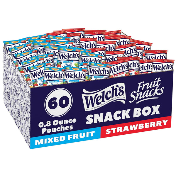 Welch's Mixed Fruit & Strawberry Snack Packs, 0.8oz, 60 count, Gluten-Free, Vitamin-Rich, Individually Wrapped
