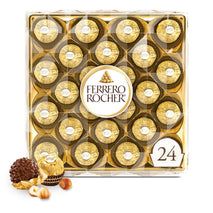 Ferrero Rocher, 24-count, individually wrapped, 10.6 oz premium milk chocolate hazelnut gift box