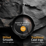 Utopia 12-inch pre-seasoned cast iron skillet, chef's pan for stovetop, oven, campfire, and grill use, black finish