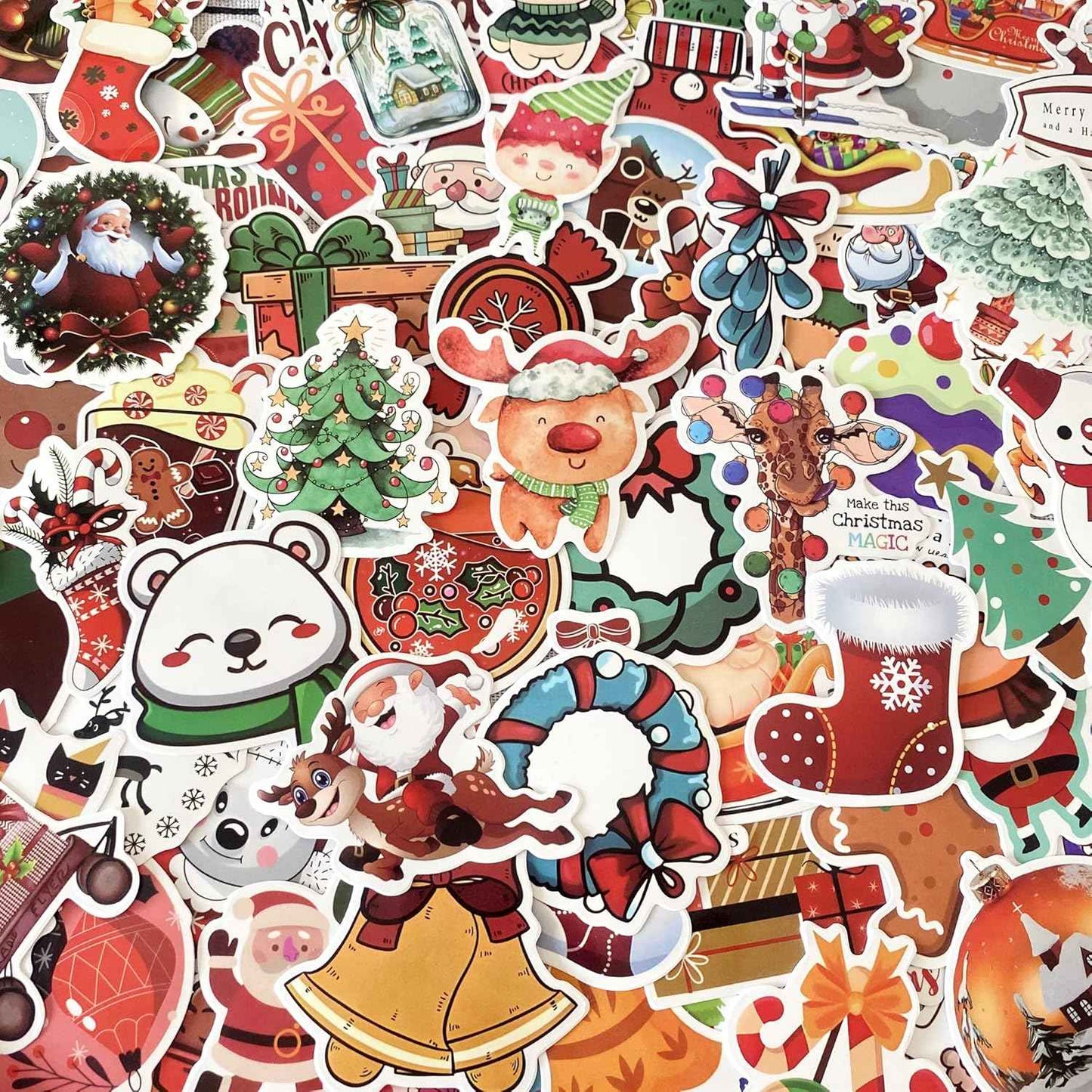 AOWDIAO 200 Pcs Cute Christmas Vinyl Stickers for Water Bottles, Scrapbooking & Crafts – Fun Holiday Party Favors, Xmas Gifts for Kids & Adults