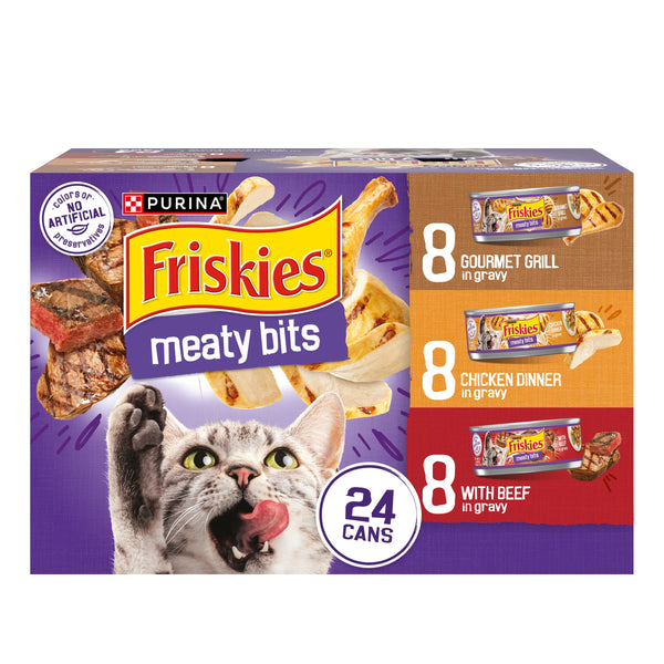 purina friskies gravy wet cat food variety pack, 24 cans, 5.5 oz. each