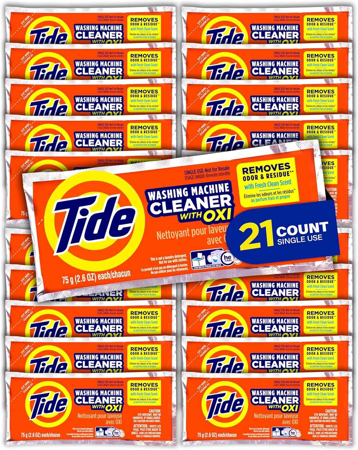 Washing Machine Cleaner by Tide, Washer Machine Cleaner with Oxi for Front and Top Loader Washer Machines, Deep Cleaning Residue & Odor Eliminator, 7 Month Supply