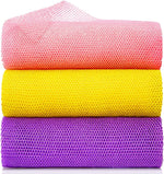 3 pieces premium nylon african bath sponge set, yellow pink purple, exfoliating net wash scrubber