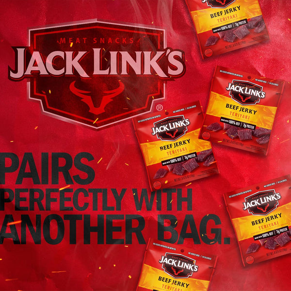 Jack Link's Teriyaki Beef Jerky Multipack, 5 Pack, 0.625 oz Bags, Ready to Eat Protein Snacks