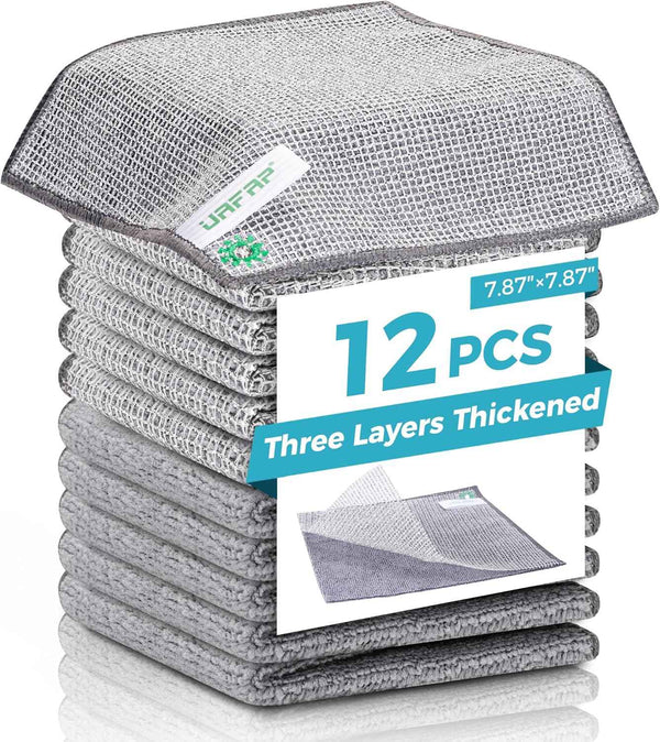 12 PCS Non Scratch Wire Dishcloth, Cleans Fast Without Scratching, Stands Up to Stuck-on Grime, Multi-Surface Safe, Wire Dishwashing Rag Cleaning Power for Everyday Jobs 7.87“ x 7.87”