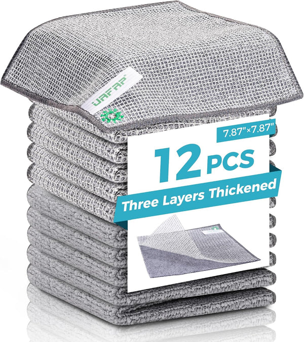 12 PCS Non Scratch Wire Dishcloth, Cleans Fast Without Scratching, Stands Up to Stuck-on Grime, Multi-Surface Safe, Wire Dishwashing Rag Cleaning Power for Everyday Jobs 7.87“ x 7.87”