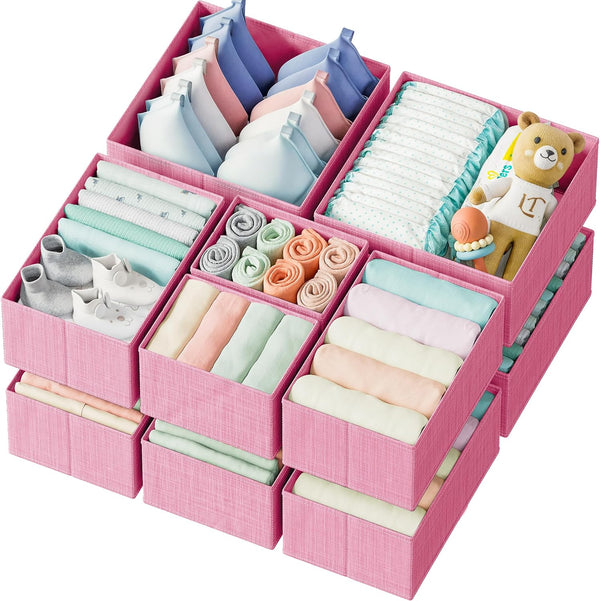 12-piece drawer organizer set for nursery, bedroom, and closet storage