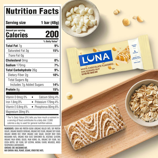 Clif Luna White Chocolate Macadamia Bars 15 Count 25.35 Ounce