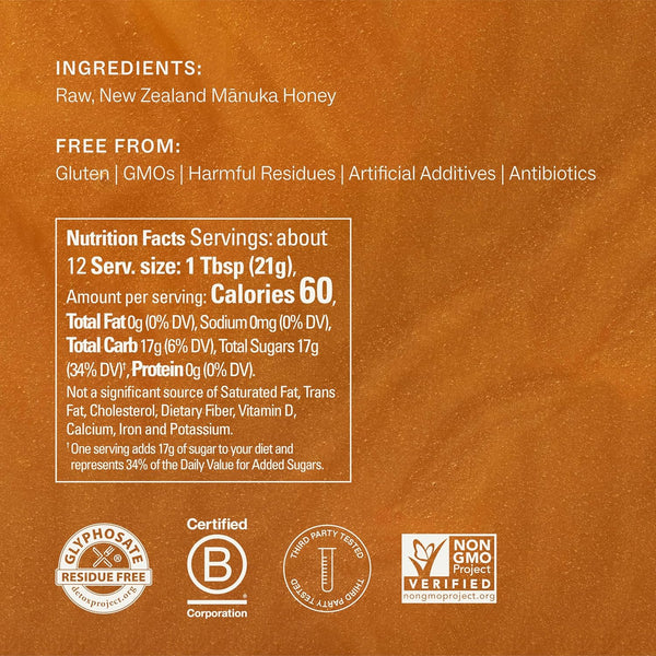 Manukora Raw Manuka Honey MGO 50+ 250g, New Zealand, Superfood, Non-GMO, 3rd-Party Tested, 2000+ Compounds
