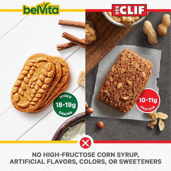 CLIF BAR Energy Bars and belVita Breakfast Biscuits Variety Pack, 30 Count